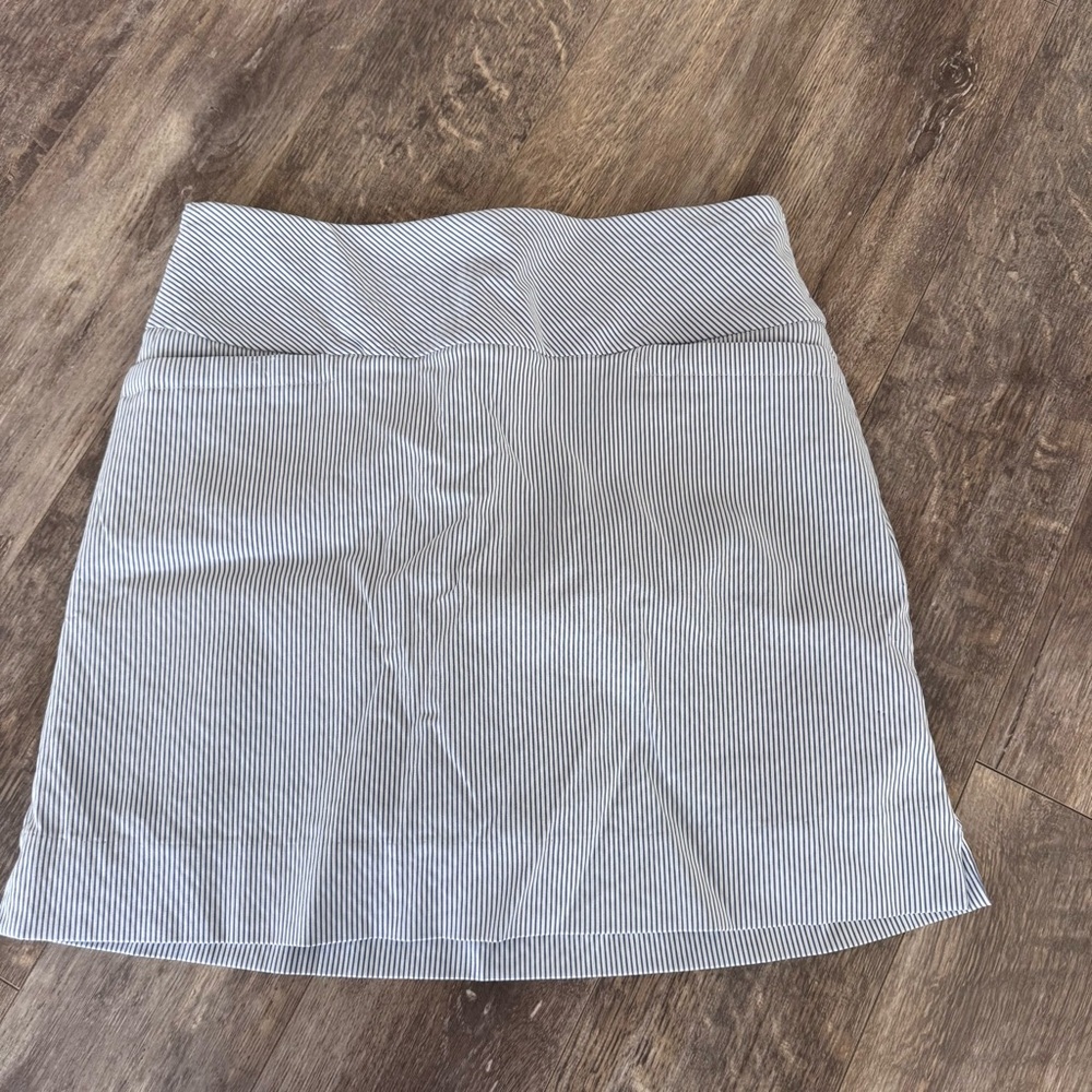SC&CO Comfortable Stretch Double Wraparound Skort - Striped Blue & White - Picture 2 of 9